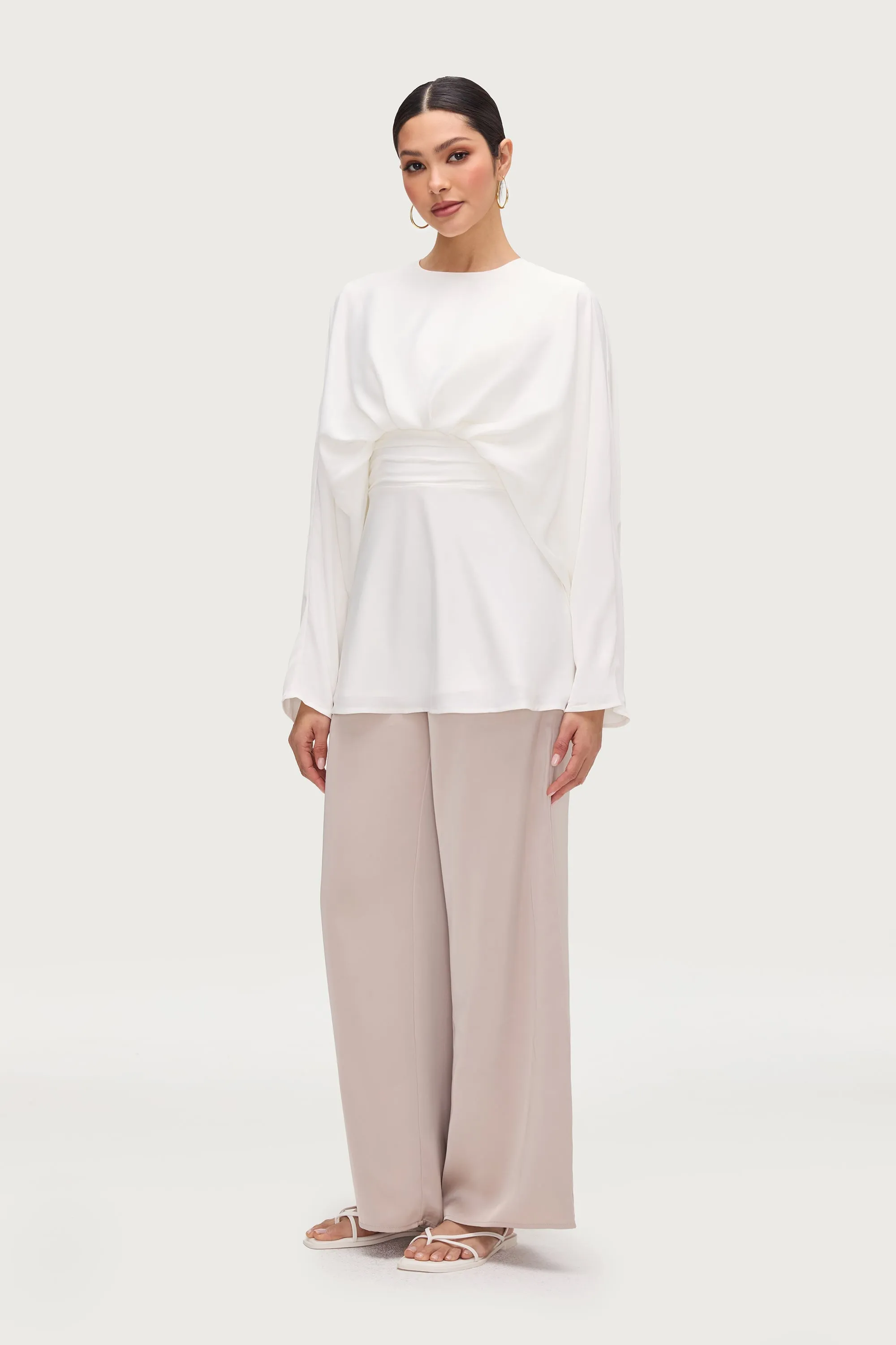 Maleeka Drape Top - White
