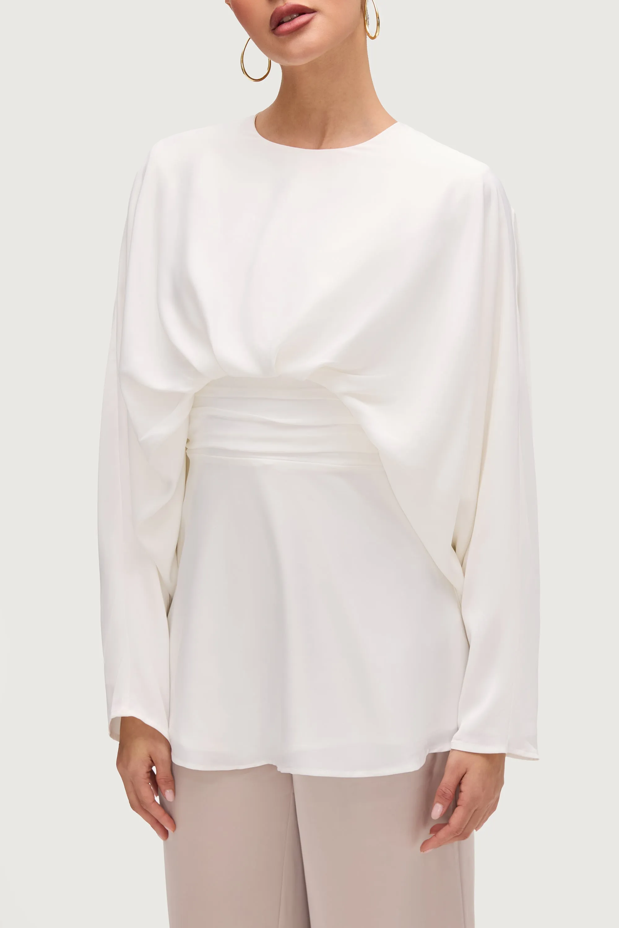 Maleeka Drape Top - White