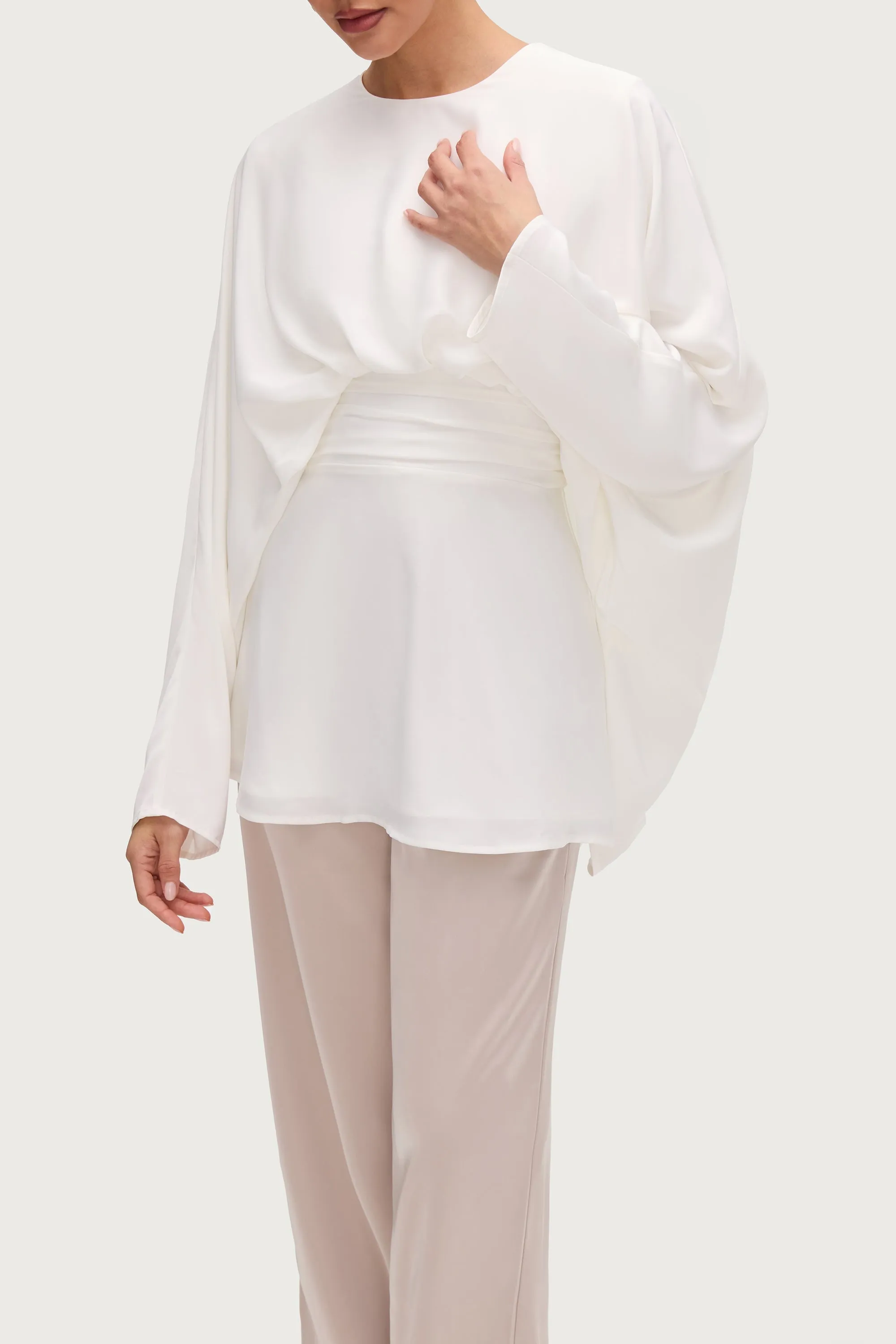 Maleeka Drape Top - White