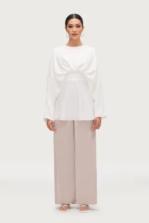 Maleeka Drape Top - White