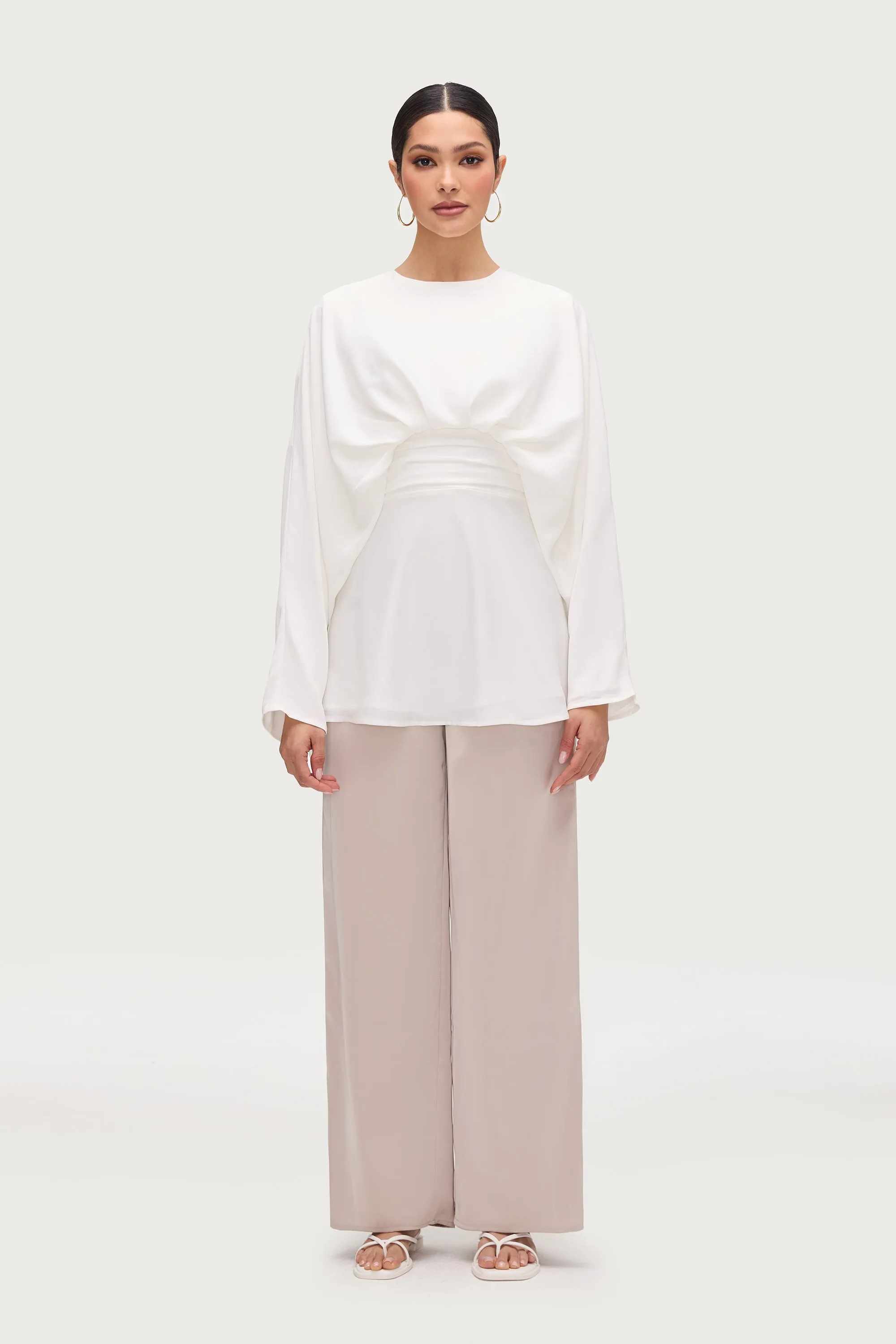 Maleeka Drape Top - White