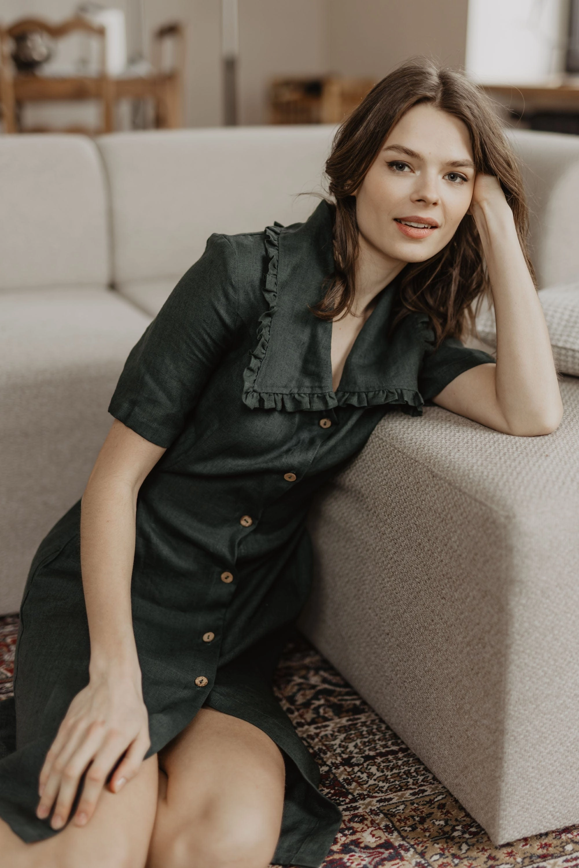 Melnrage Women's Linen Dress | Multiple Colours
