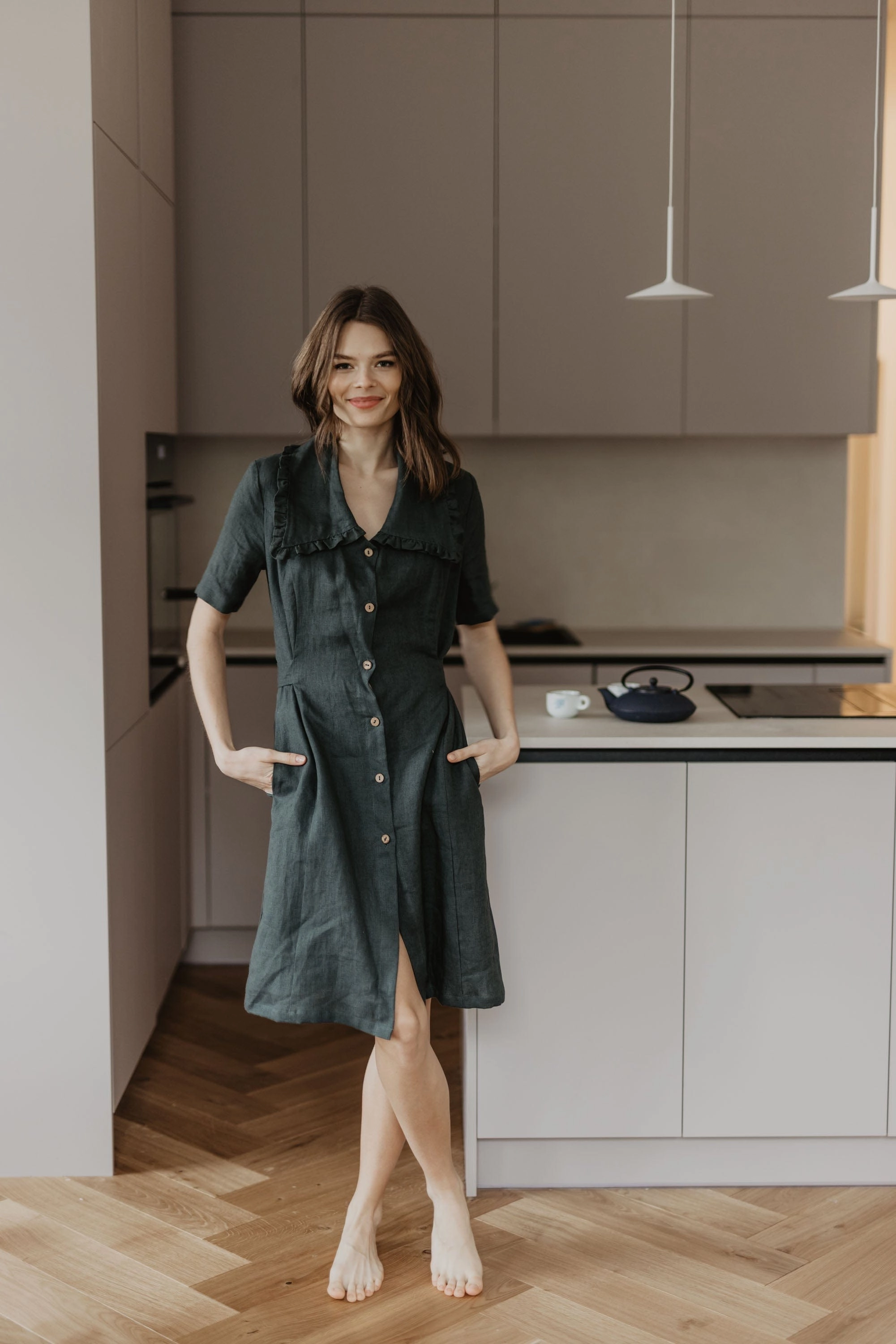 Melnrage Women's Linen Dress | Multiple Colours