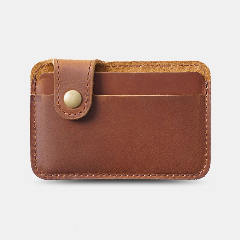 Men Genuine Leather Vintage Multi-Card Slots Bus Card Holder Mini Small Wallet