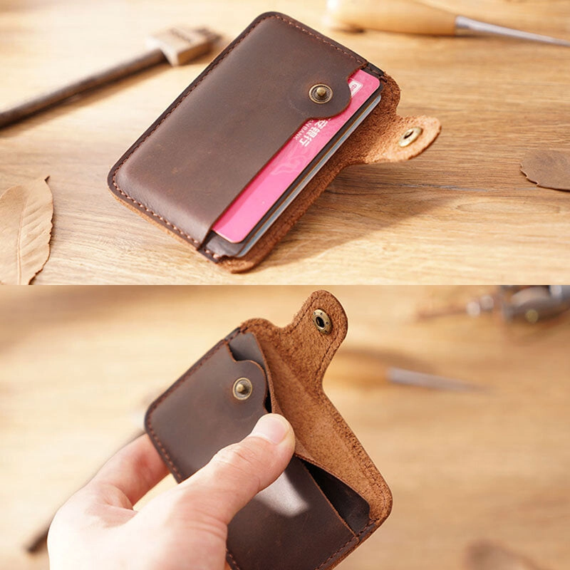 Men Genuine Leather Vintage Multi-Card Slots Bus Card Holder Mini Small Wallet