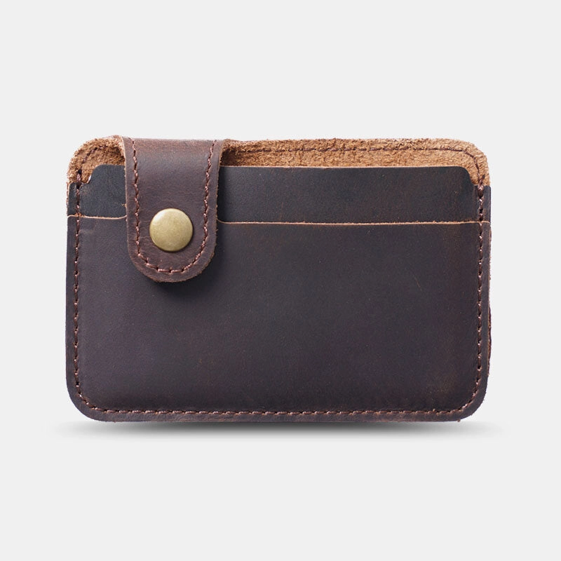 Men Genuine Leather Vintage Multi-Card Slots Bus Card Holder Mini Small Wallet
