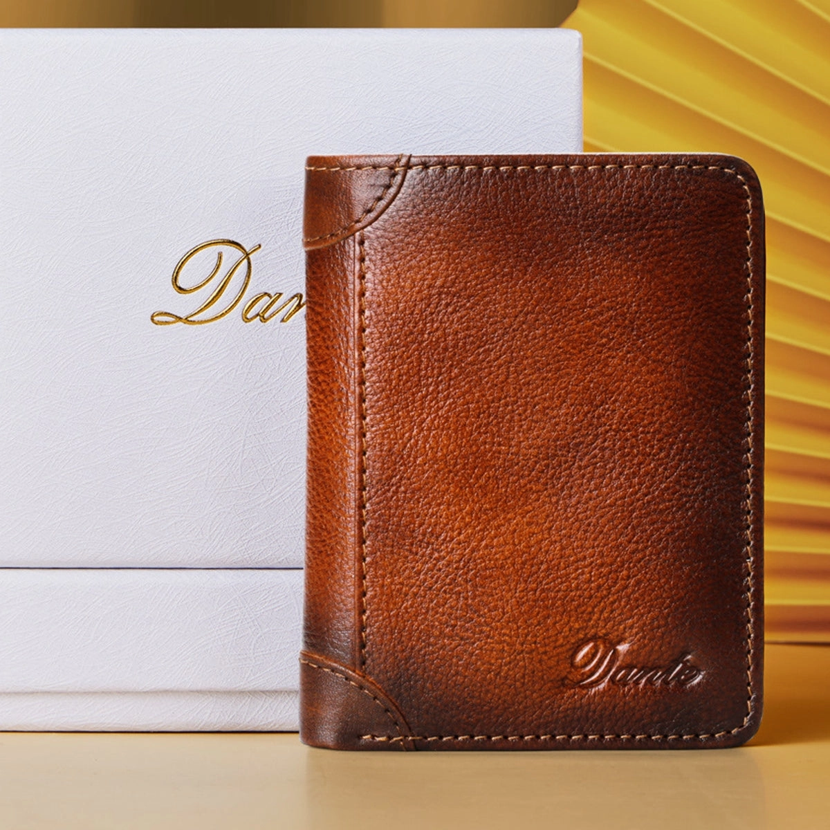 Men Genuine Leather Vintage Short Wallet Slim Money Card Holder with 11 Card Slots