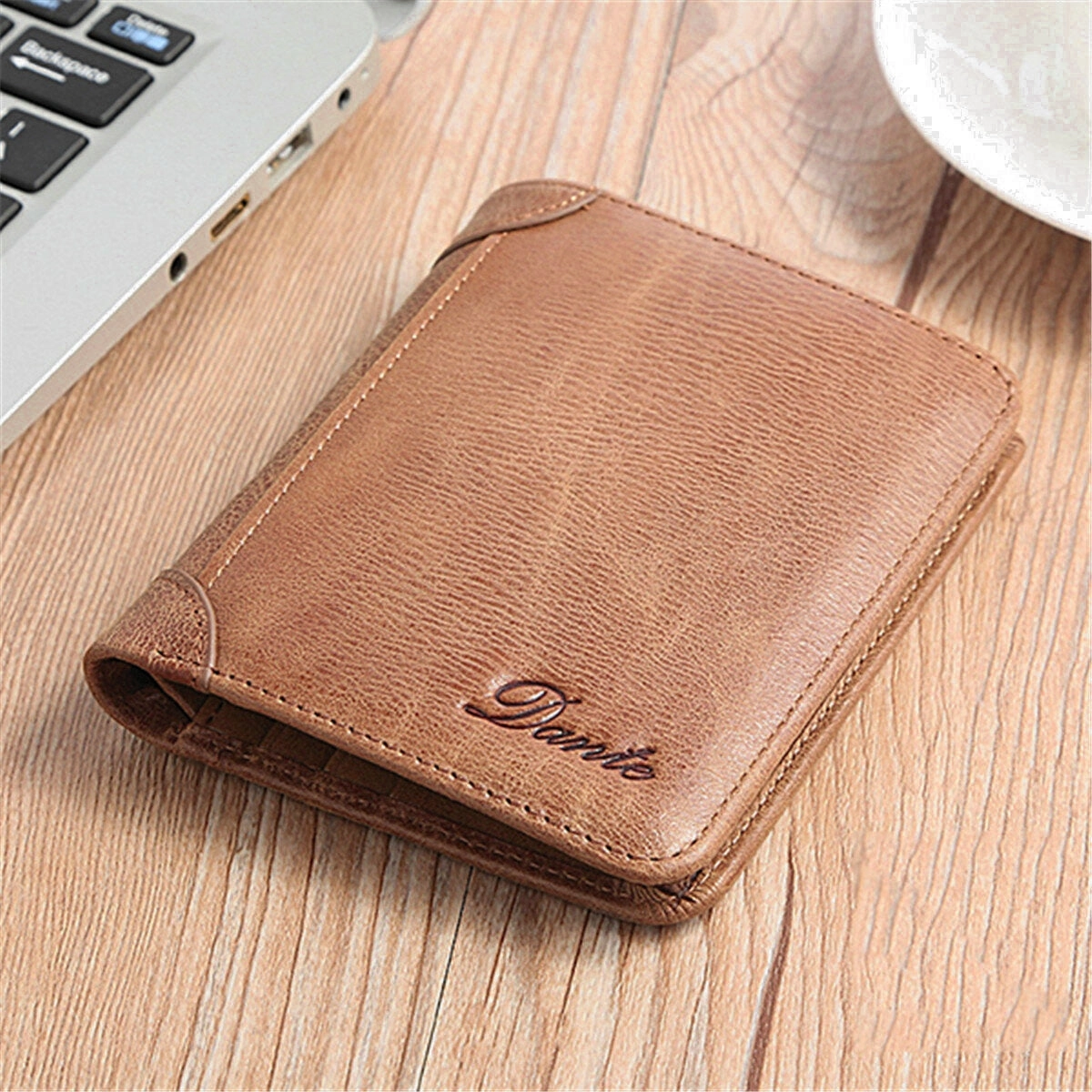 Men Genuine Leather Vintage Short Wallet Slim Money Card Holder with 11 Card Slots