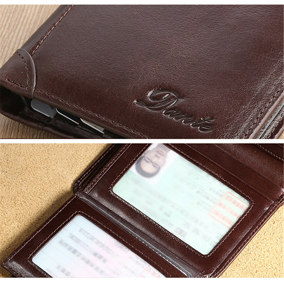 Men Genuine Leather Vintage Short Wallet Slim Money Card Holder with 11 Card Slots