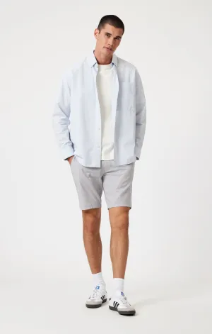 NOAH SHORTS IN LIGHT GREY LINEN STRIPE