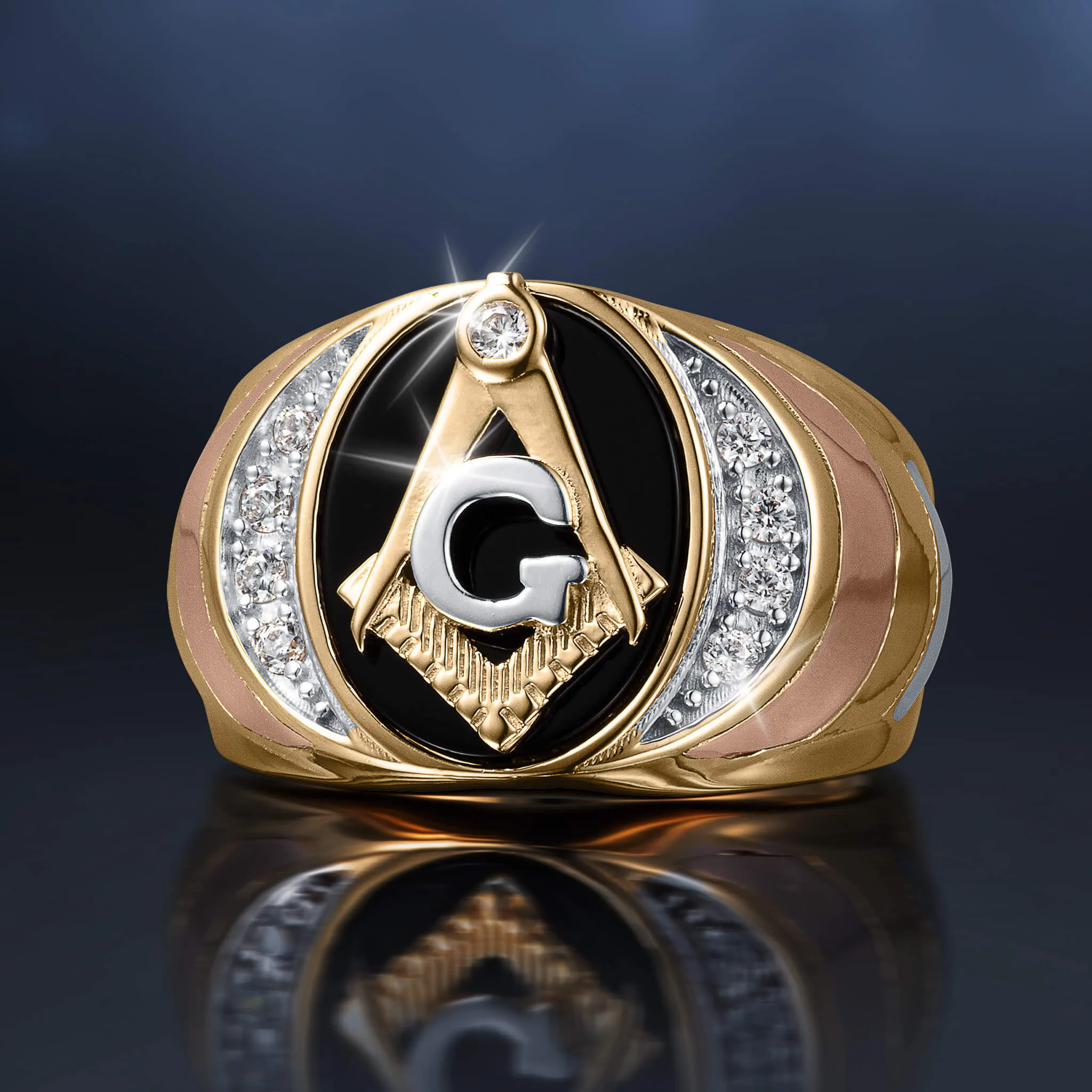 Onyx Brotherhood Freemason Men's Ring