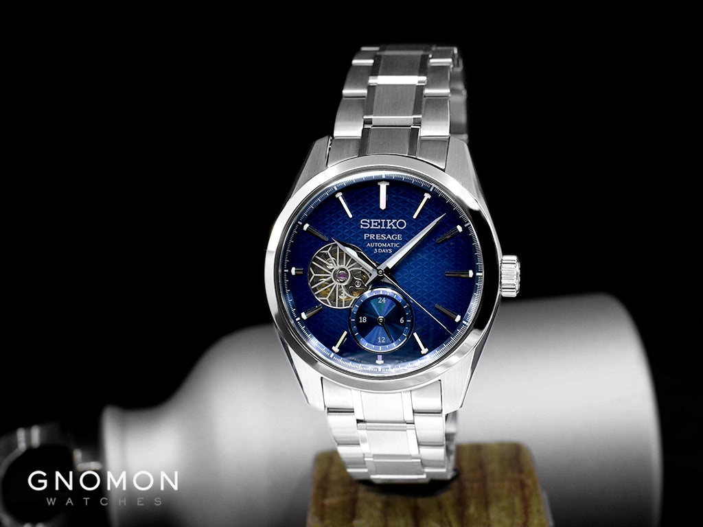Presage Automatic Sharp Edged Open-Heart Aitetsu Blue Ref. SARJ003