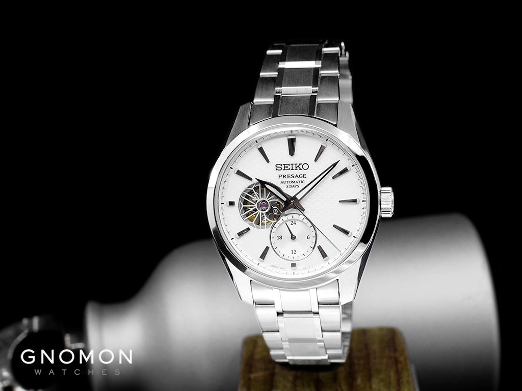 Presage Automatic Sharp Edged Open-Heart Shironeri White Ref. SARJ001