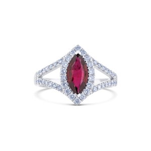 Ruby and Diamond 18K White Gold Ring