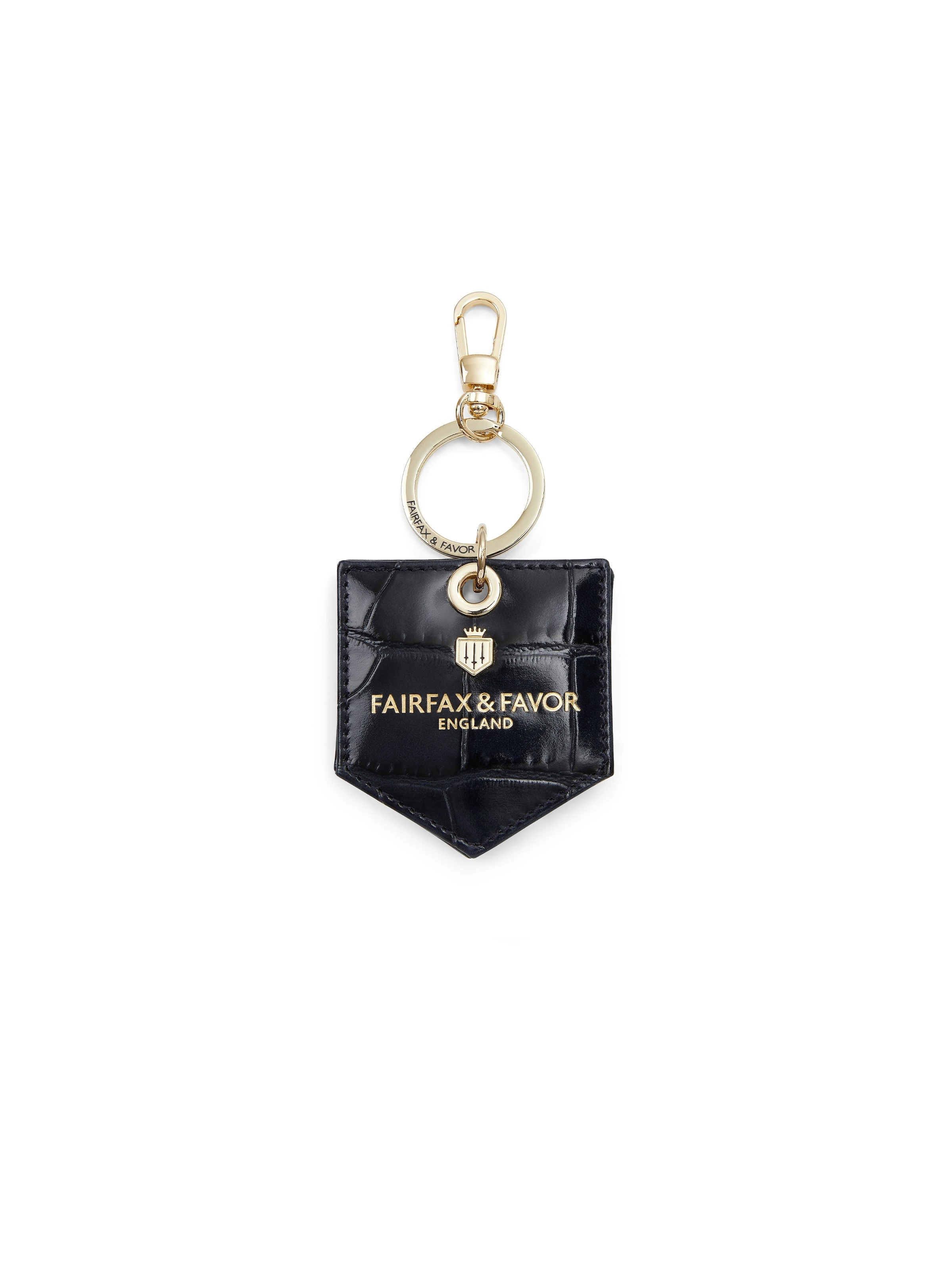Signature Key Ring Mirror - High Shine Navy Croc