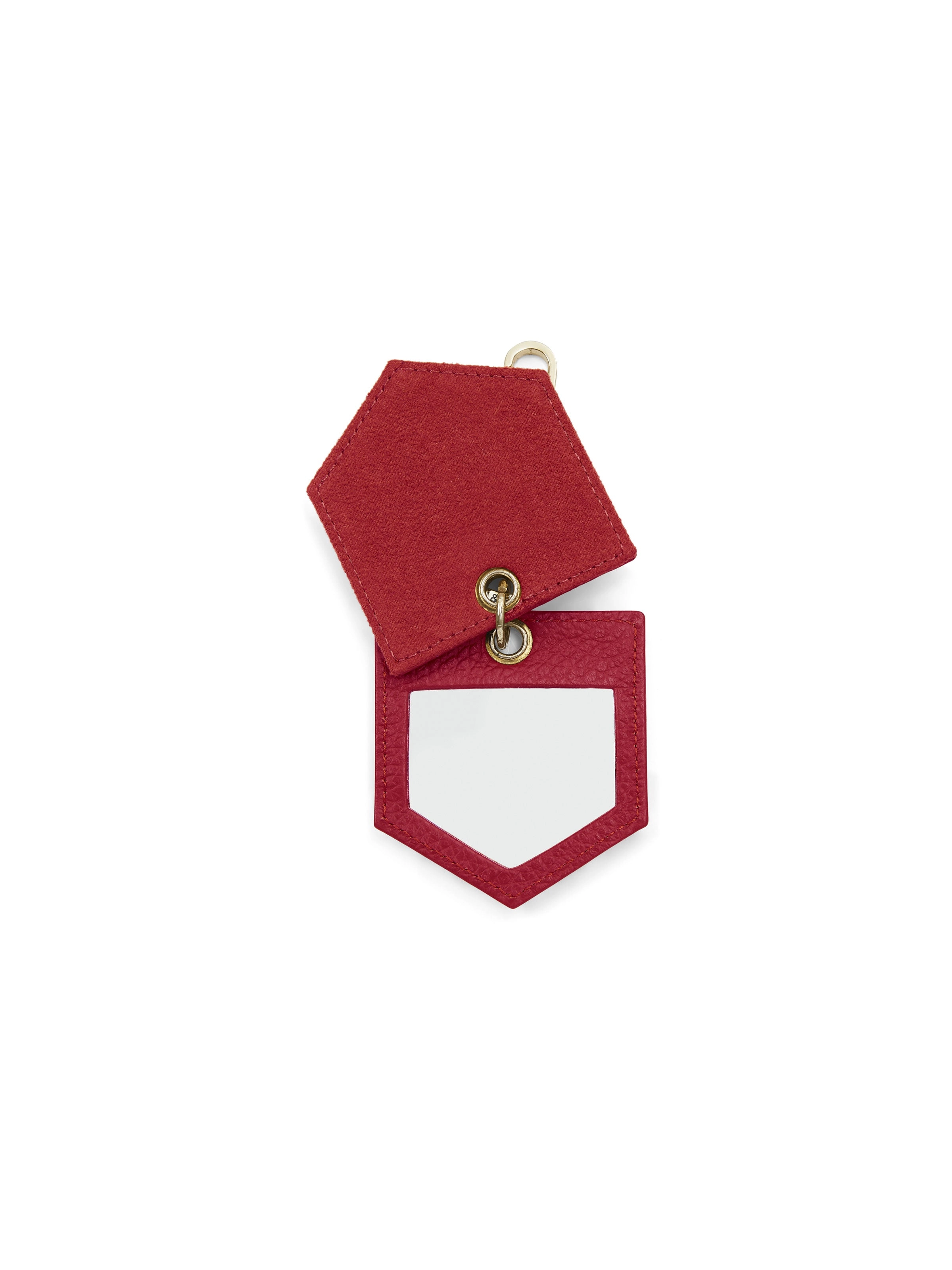 Signature Key Ring Mirror - Red Leather