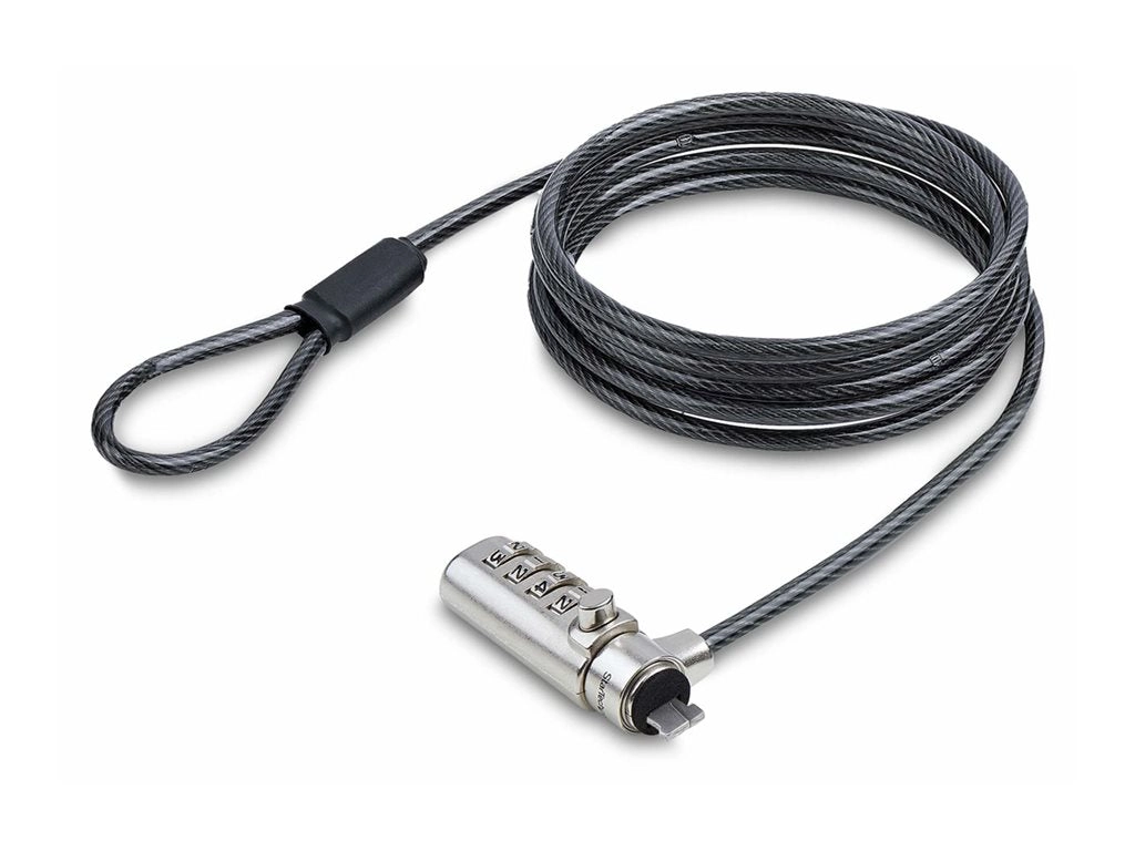 StarTech.com Nano Slot Compatible 6.6ft (2m) Cable Lock, Laptop Security - Security cable lock - black & silver - 6.6 ft SNANOC4D-LAPTOP-LOCK