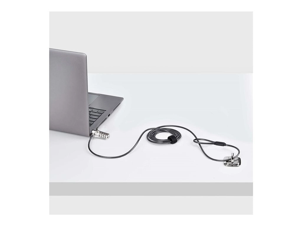 StarTech.com Nano Slot Compatible 6.6ft (2m) Cable Lock, Laptop Security - Security cable lock - black & silver - 6.6 ft SNANOC4D-LAPTOP-LOCK