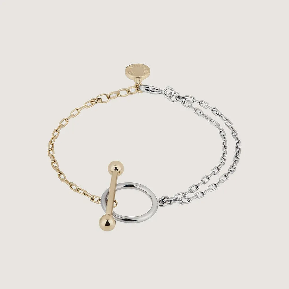 T Bar Dual Chain Bracelet - Gold/Silver