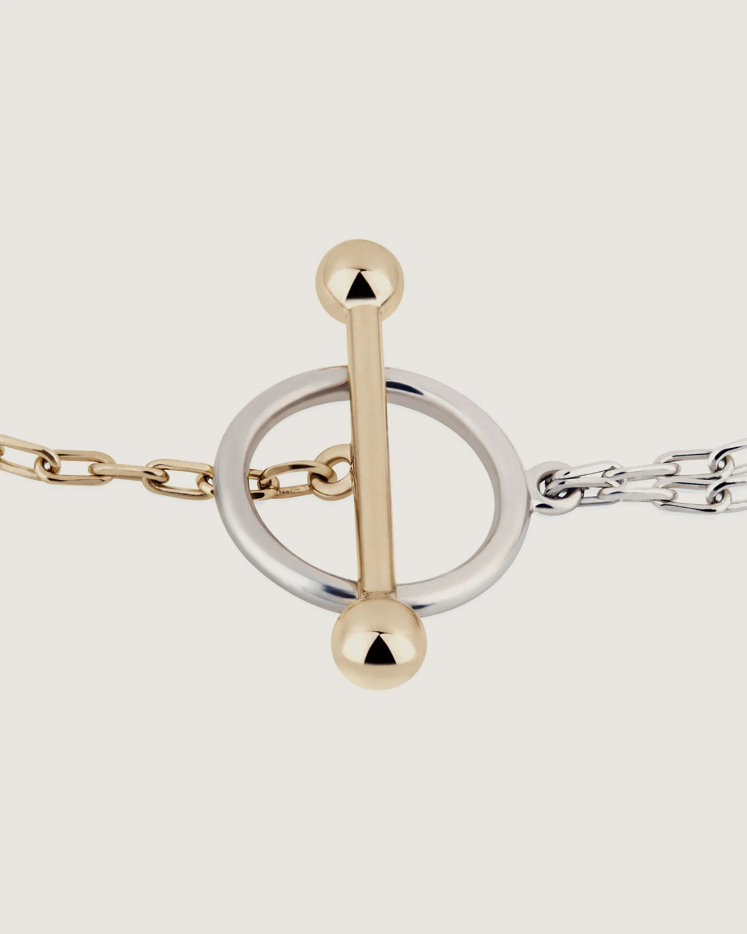 T Bar Dual Chain Bracelet - Gold/Silver
