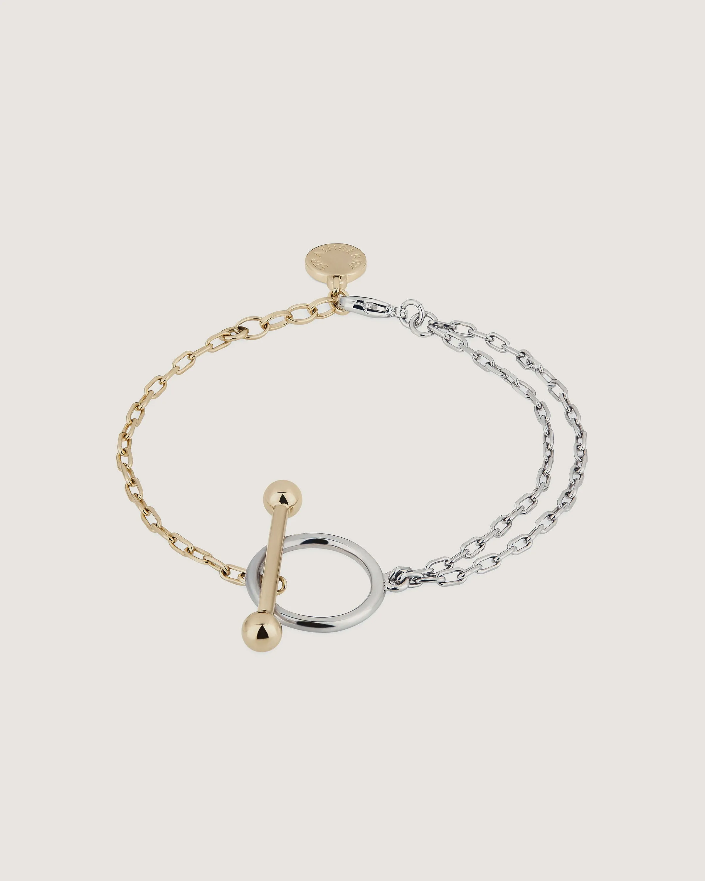 T Bar Dual Chain Bracelet - Gold/Silver