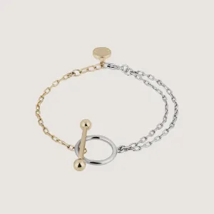 T Bar Dual Chain Bracelet - Gold/Silver