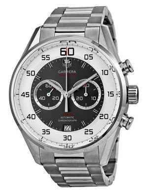 TAG Heuer Carrera Flyback Chronograph Automatic Gray & White Dial Date Stainless Steel Mens Watch CAR2B11.BA0799