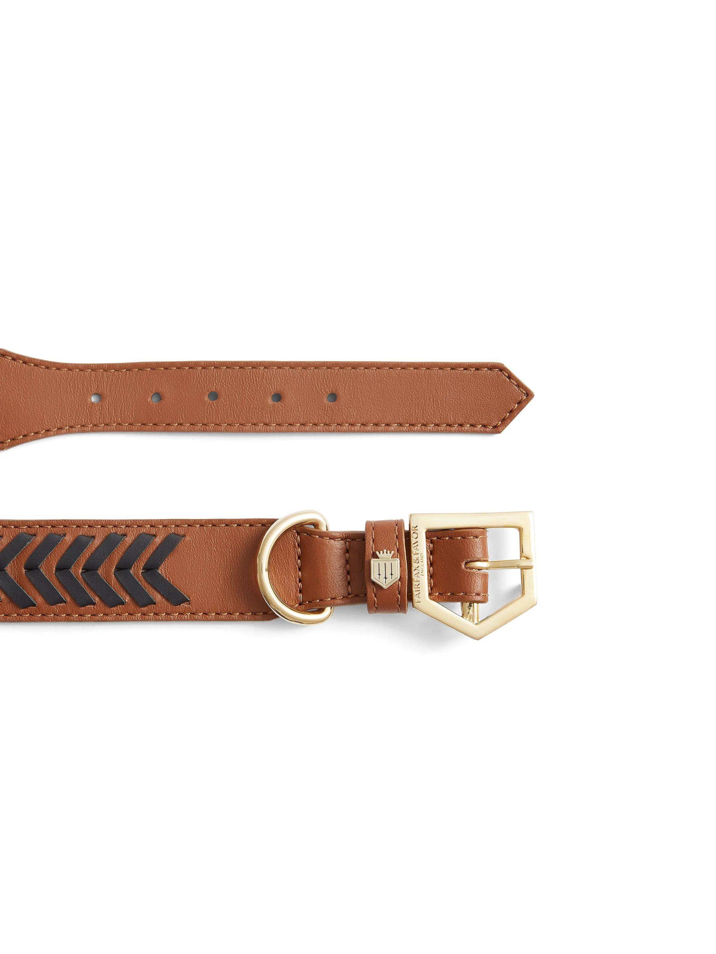 Tetbury Dog Collar - Tan & Navy