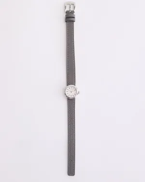 The Dot Watch: Polished Silver / White Dial / Dove Grey Leather