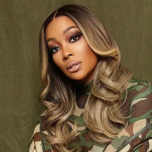 The MONICA - Luxury Buttery Blonde warm low lights, soft ash tones - Body Wave Frontal Lace Wig - HD Lace