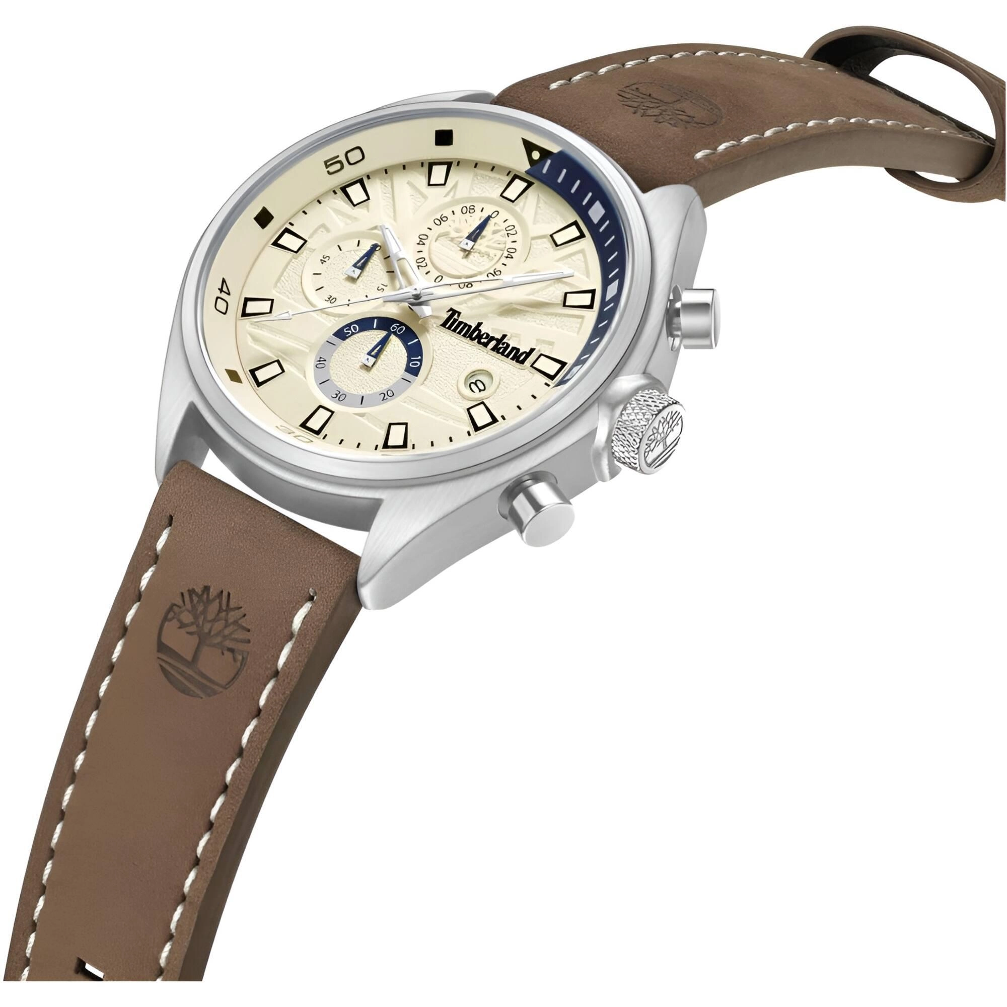 Timberland Men's Watch - Dress Sport Beige Dial Leather Strap Chrono | TDWGC9000403