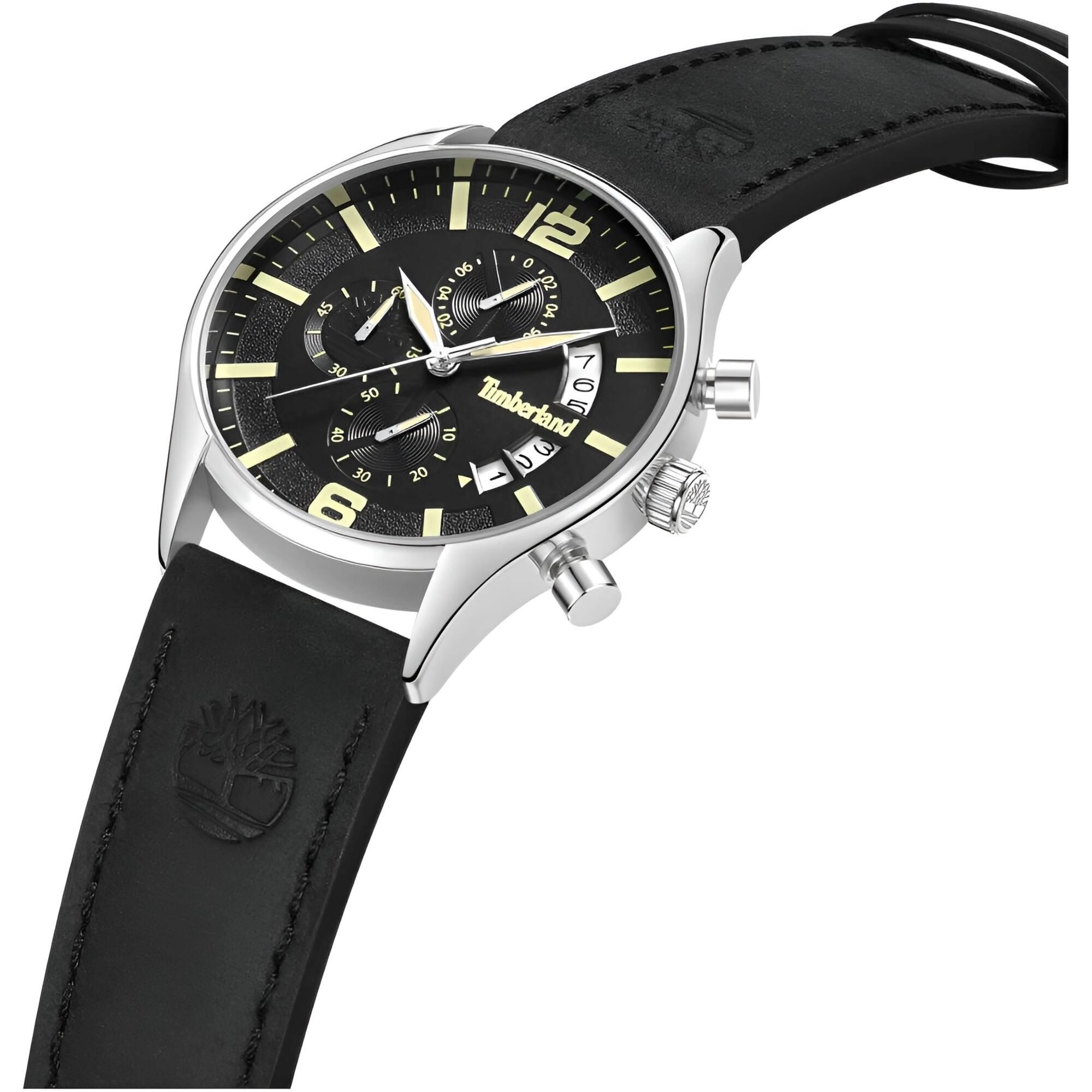 Timberland Men's Watch - Dress Sport Black Dial Leather Strap Chrono | TDWGC9001201