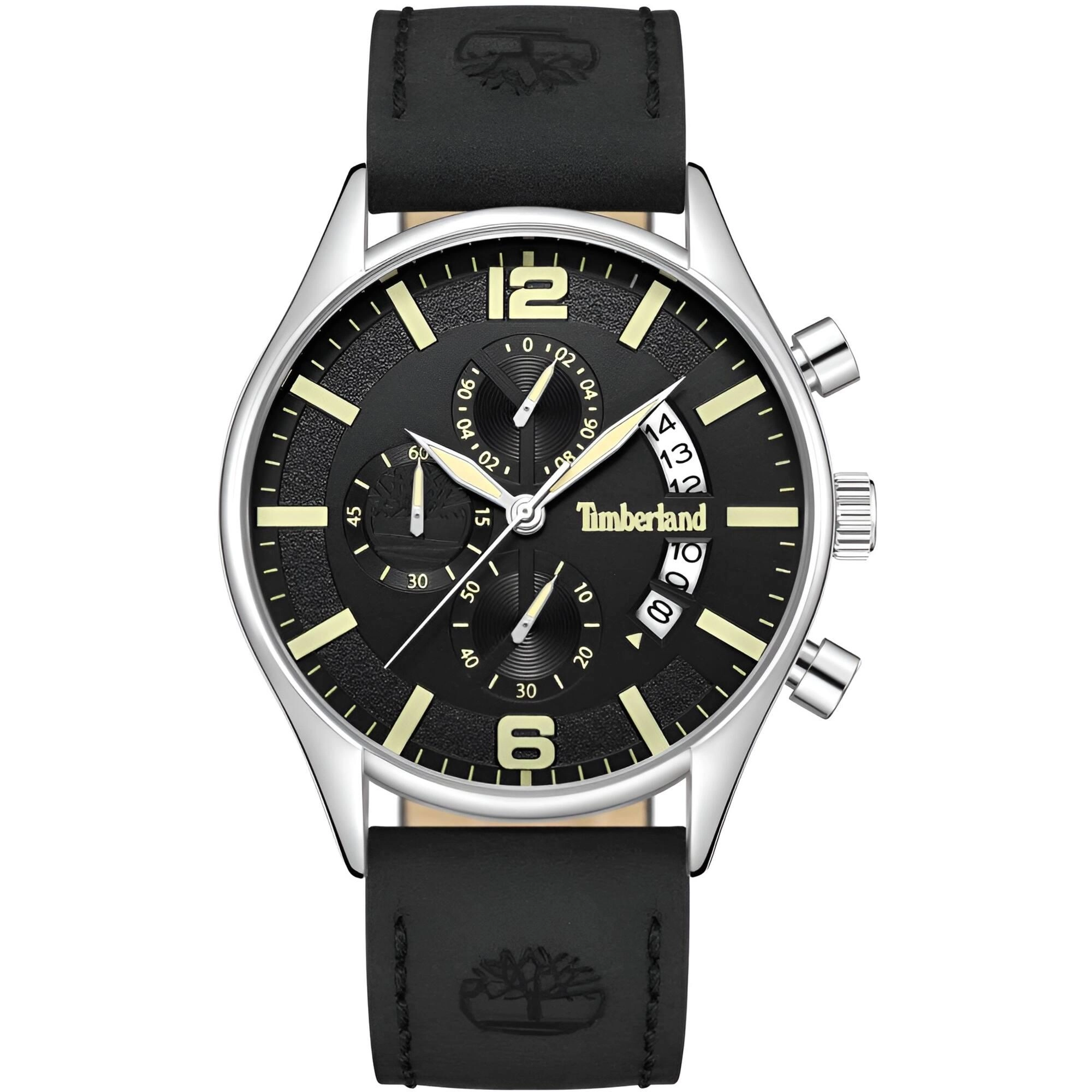 Timberland Men's Watch - Dress Sport Black Dial Leather Strap Chrono | TDWGC9001201