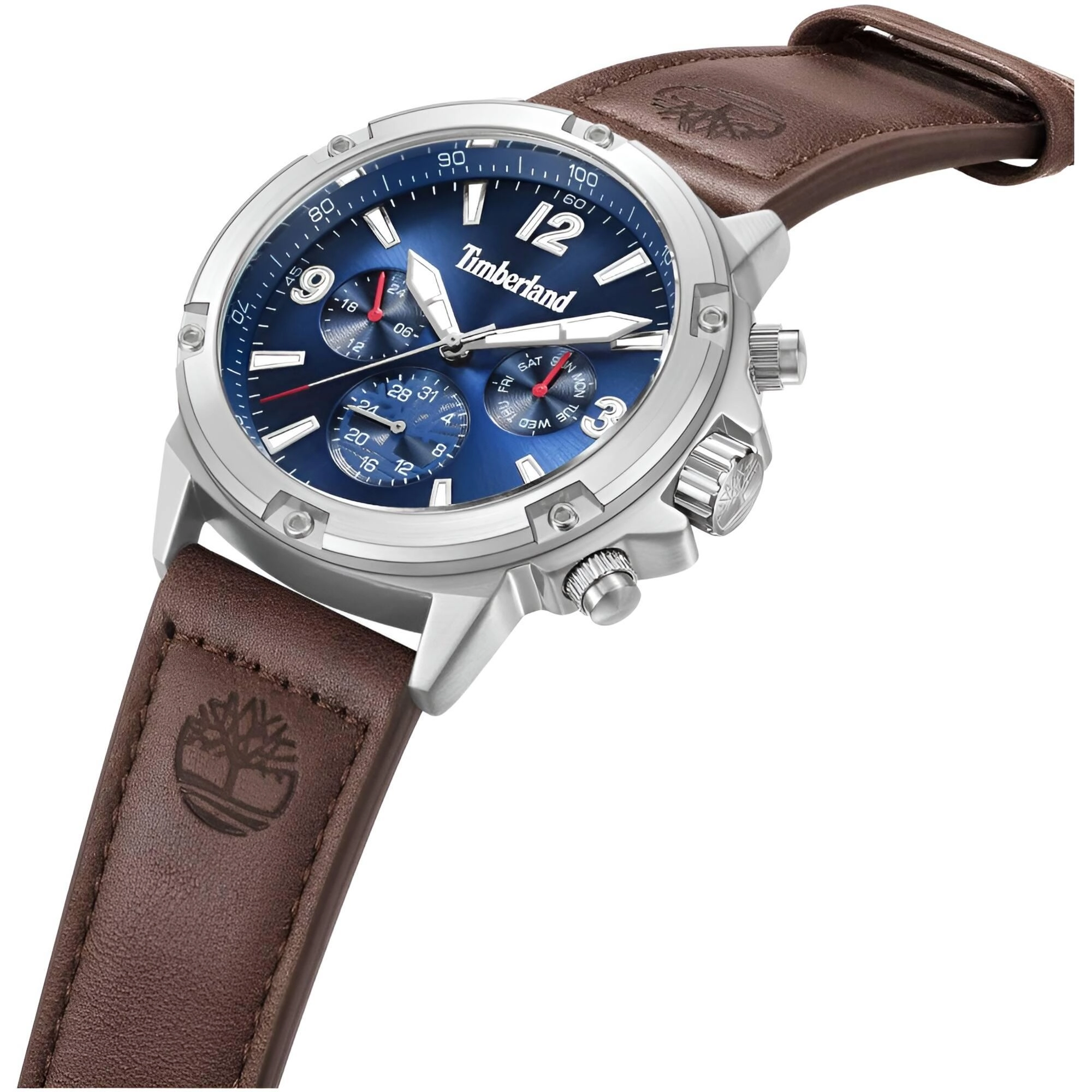 Timberland Men's Watch - Dress Sport Blue Dial Brown Strap Day-Date | TDWGF9002701
