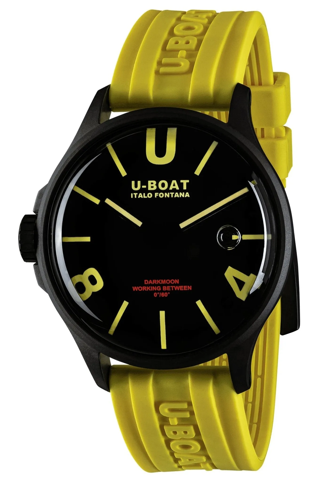 U-Boat Darkmoon Black PVD Black Dial Yellow Silicon Strap Quartz Mens Watch 9522