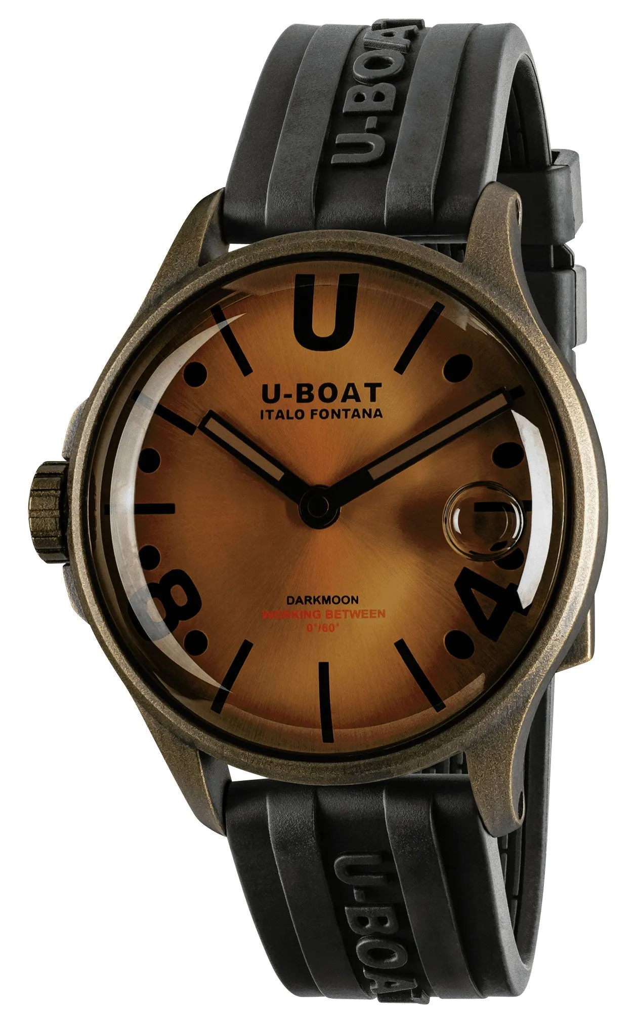 U-Boat Darkmoon Bronze PVD Bronze Dial Black Rubber Strap Quartz Mens Watch 9546