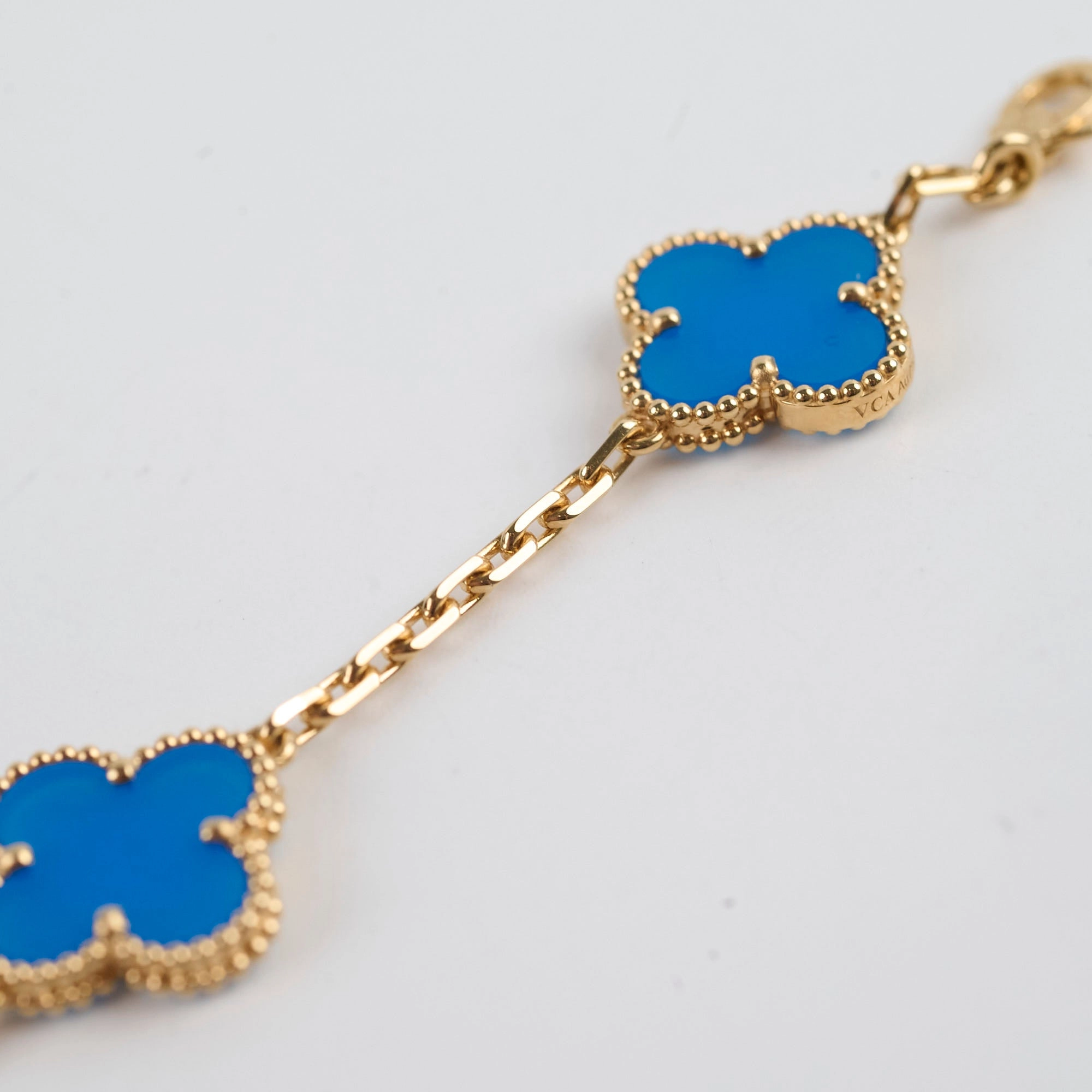 Van Cleef & Arpels Vintage 5 Motifs Alhambra Bracelet Blue Agate