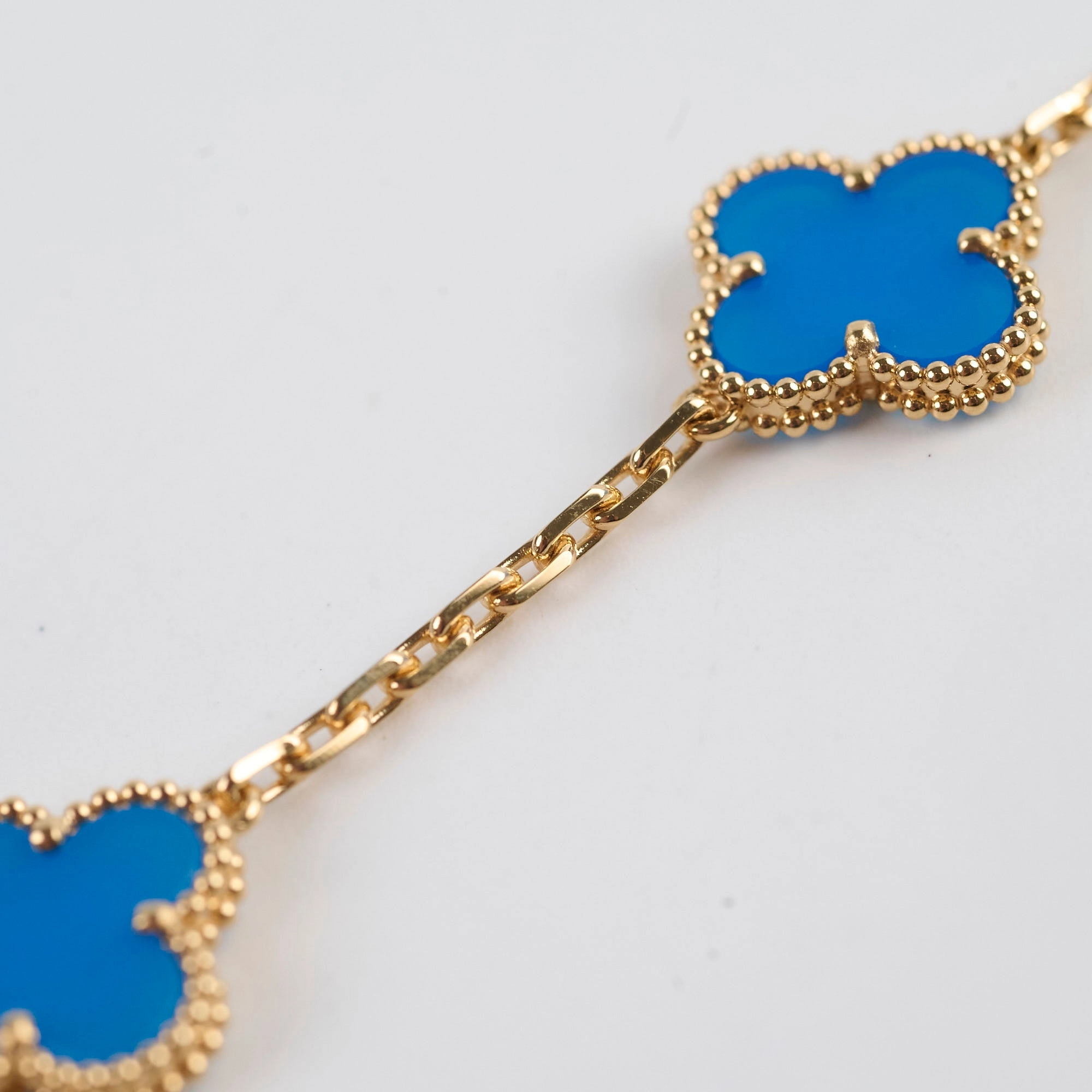 Van Cleef & Arpels Vintage 5 Motifs Alhambra Bracelet Blue Agate