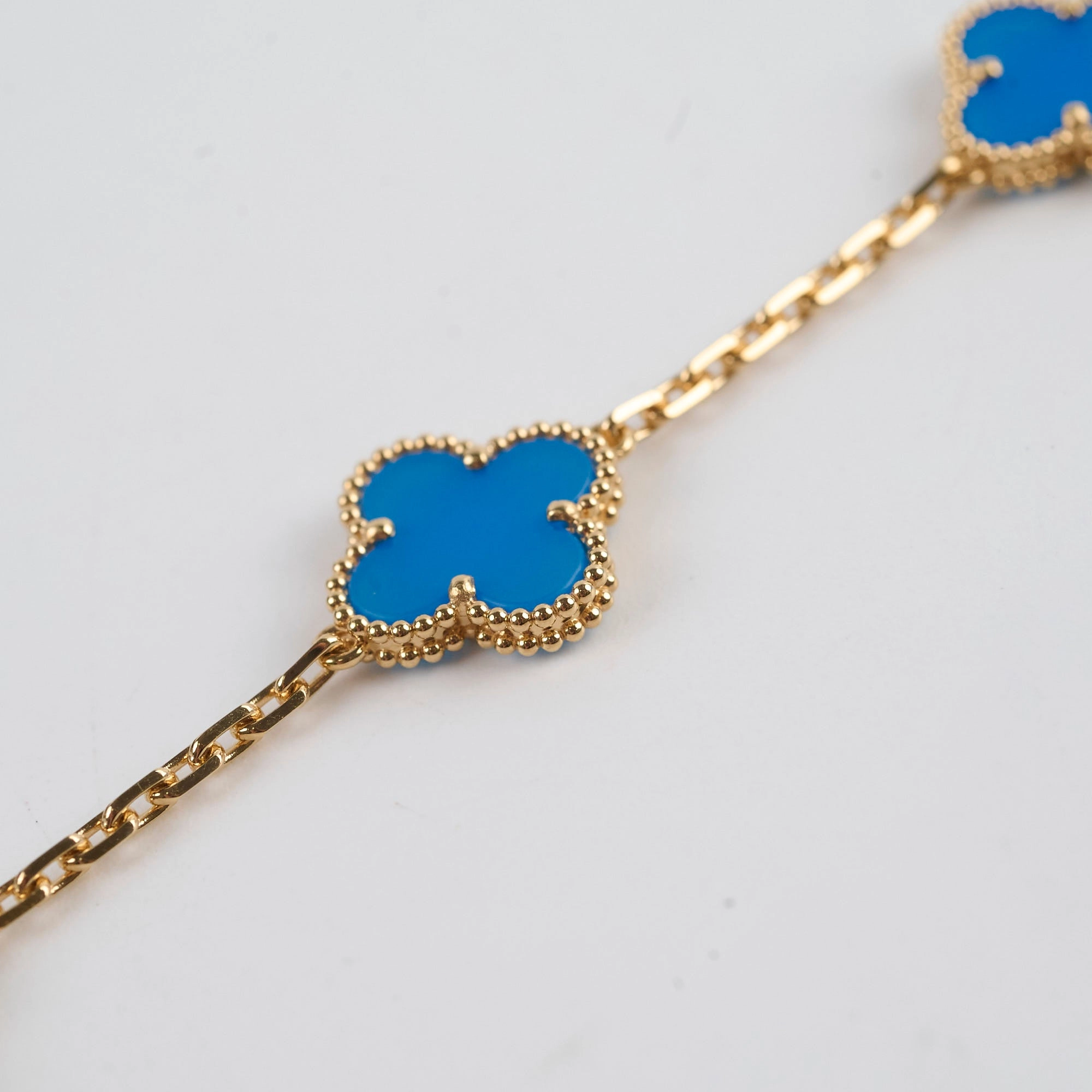 Van Cleef & Arpels Vintage 5 Motifs Alhambra Bracelet Blue Agate
