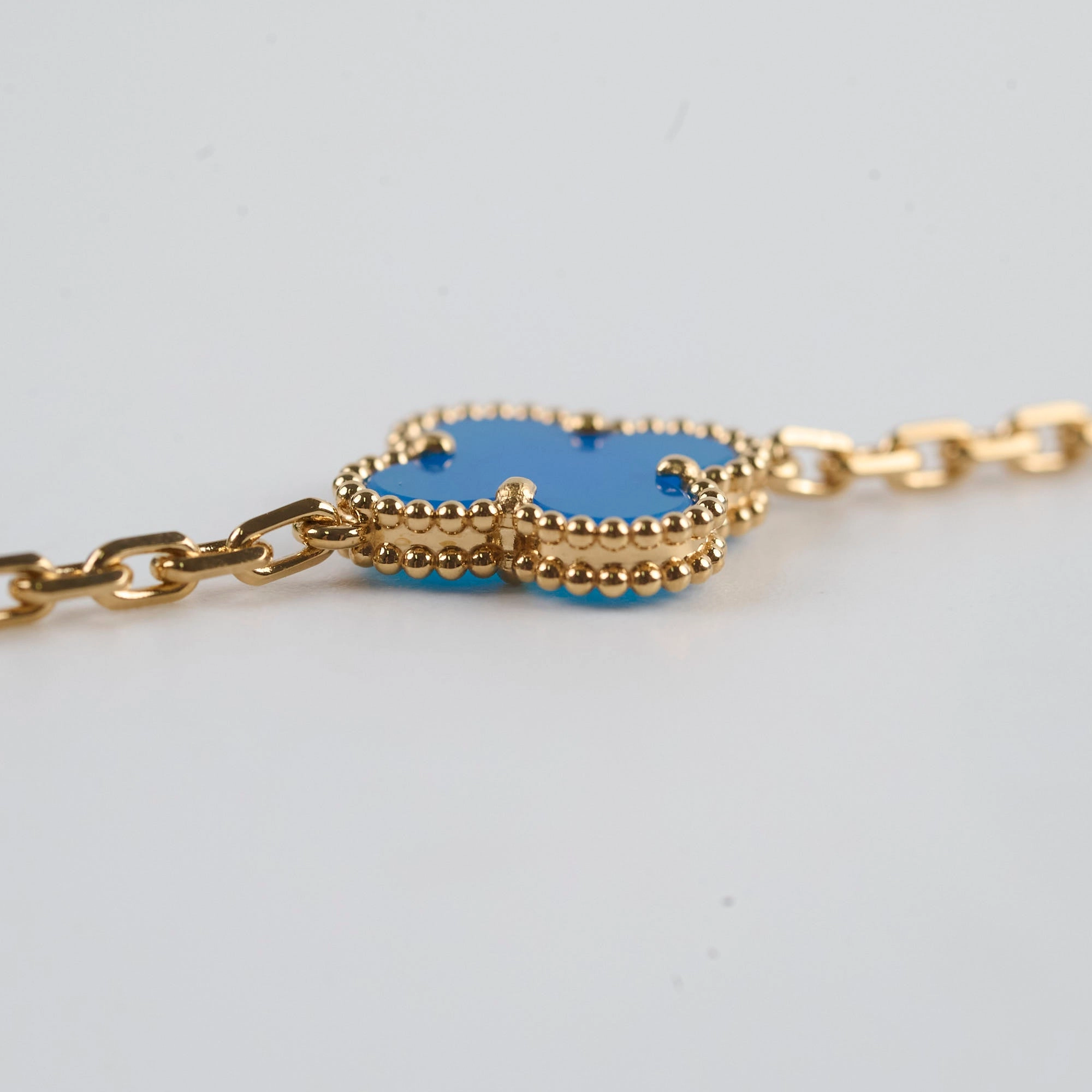 Van Cleef & Arpels Vintage 5 Motifs Alhambra Bracelet Blue Agate