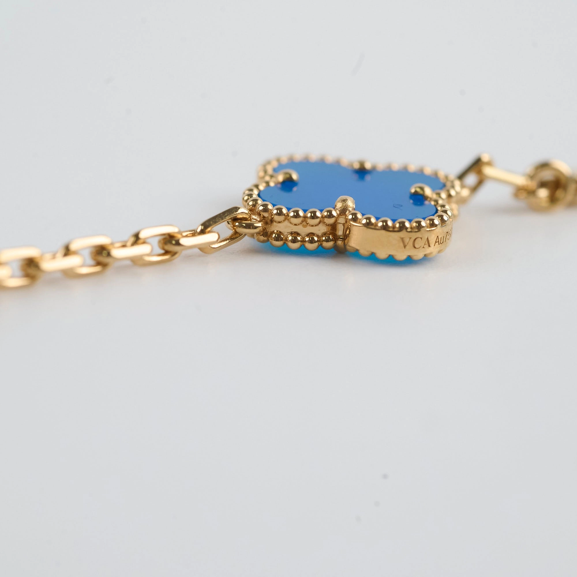 Van Cleef & Arpels Vintage 5 Motifs Alhambra Bracelet Blue Agate