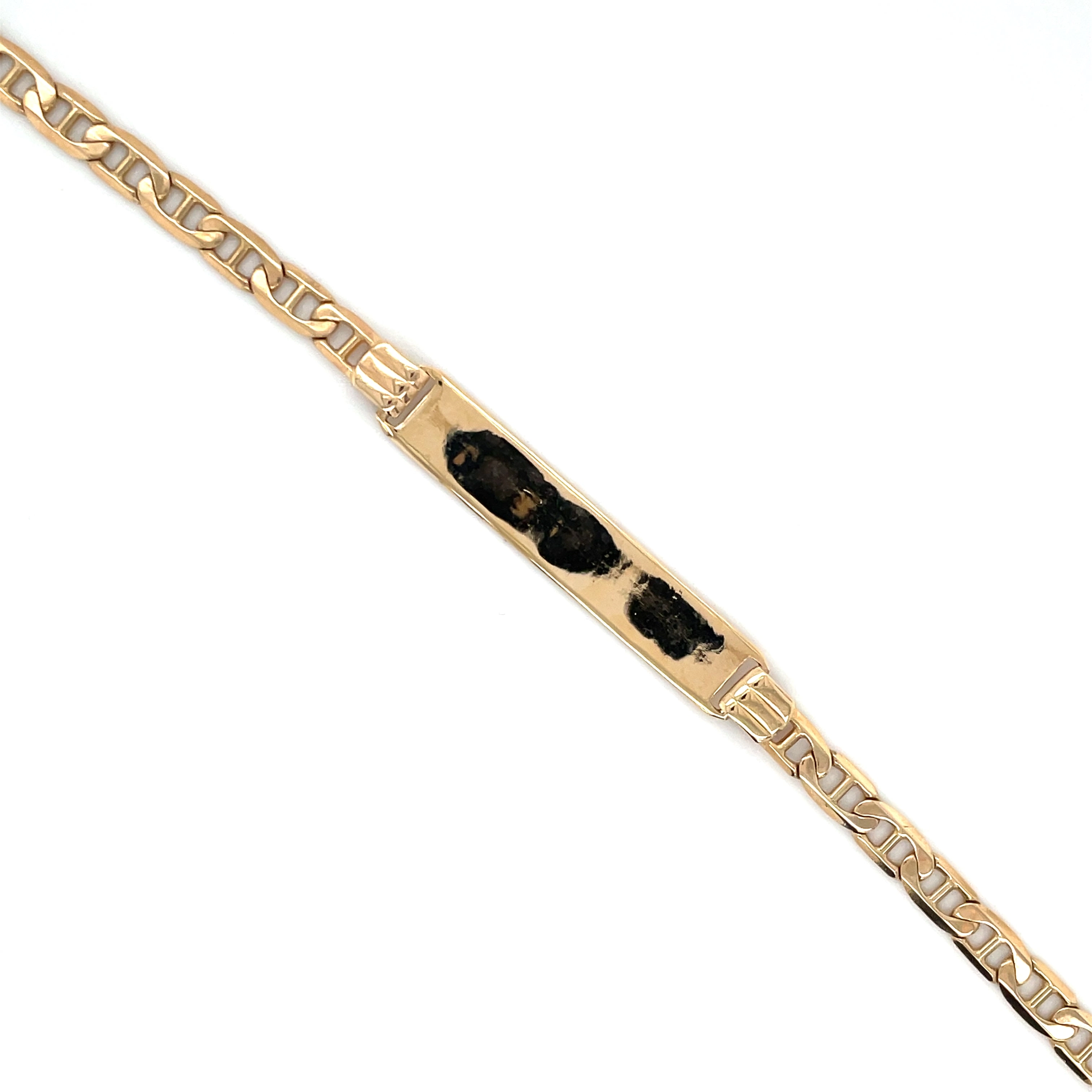 Vintage 9ct Yellow Gold Flat Anchor Link ID Bracelet