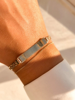 Vintage 9ct Yellow Gold Flat Anchor Link ID Bracelet