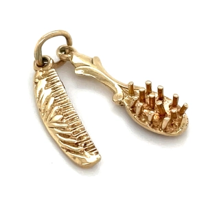 Vintage 9ct Yellow Gold Hairbrush & Comb Charm
