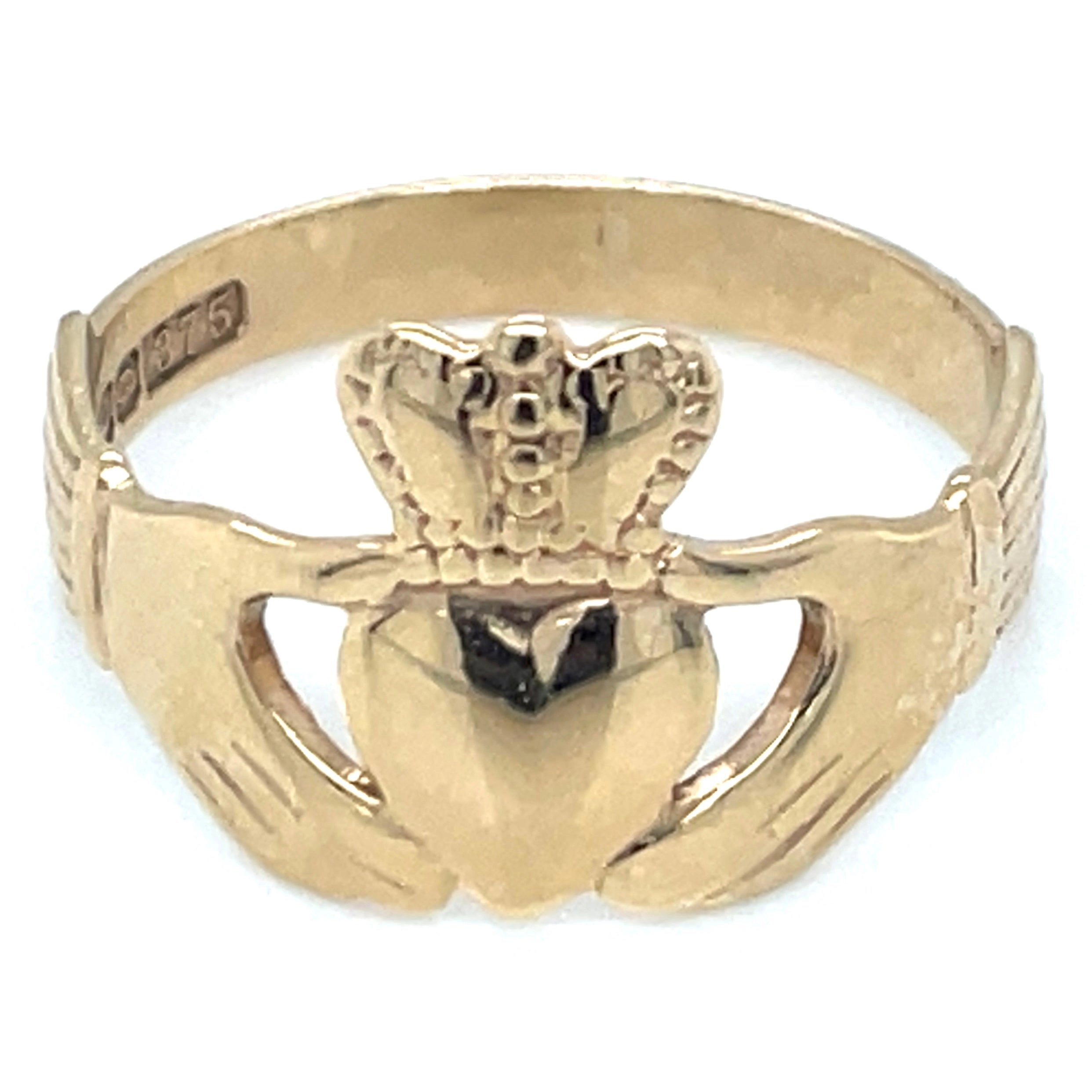 Vintage 9ct Yellow Gold Ladies Claddagh Ring