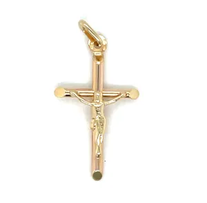 Vintage 9ct Yellow Gold Rounded Crucifix Pendant