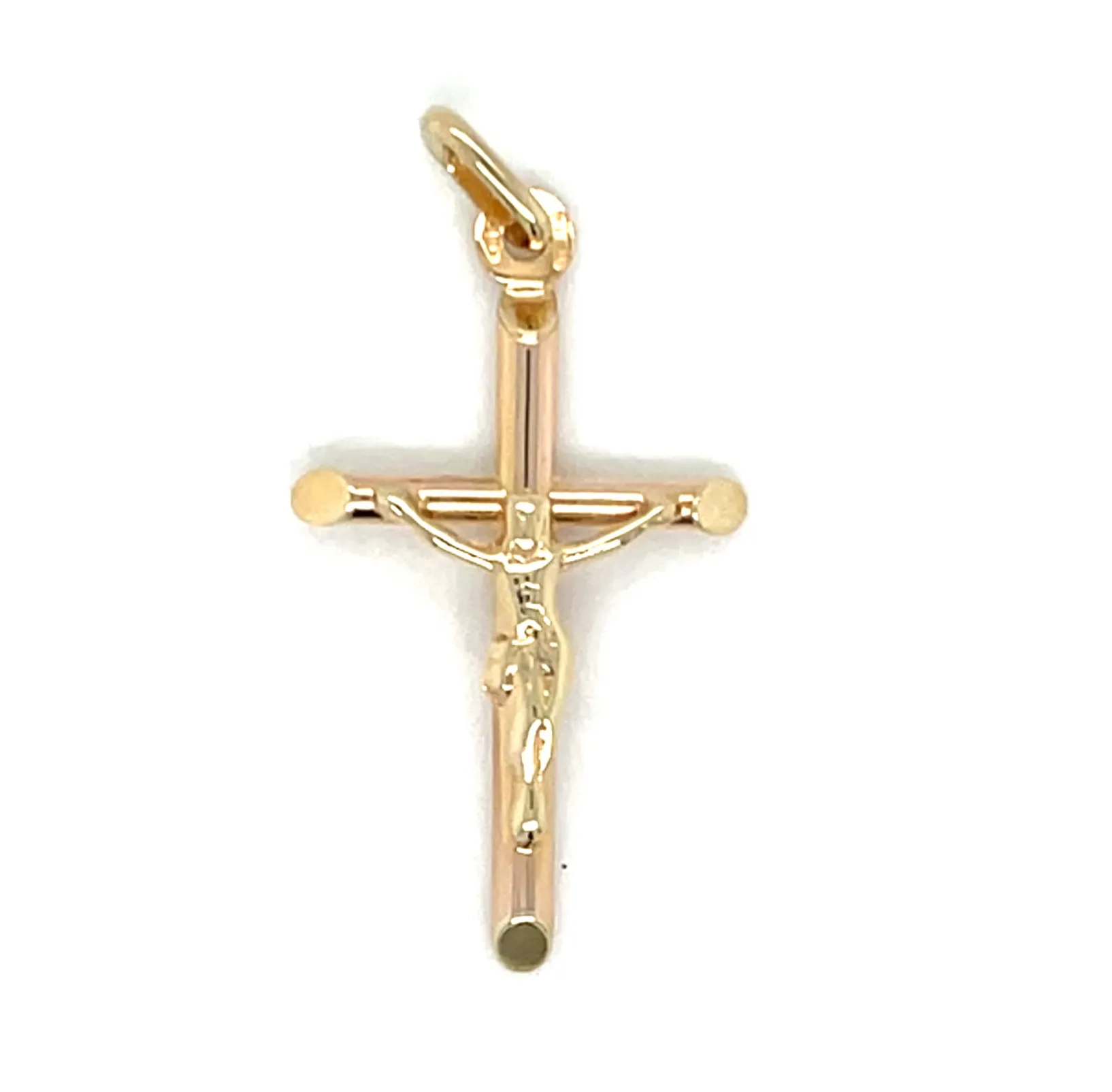 Vintage 9ct Yellow Gold Rounded Crucifix Pendant