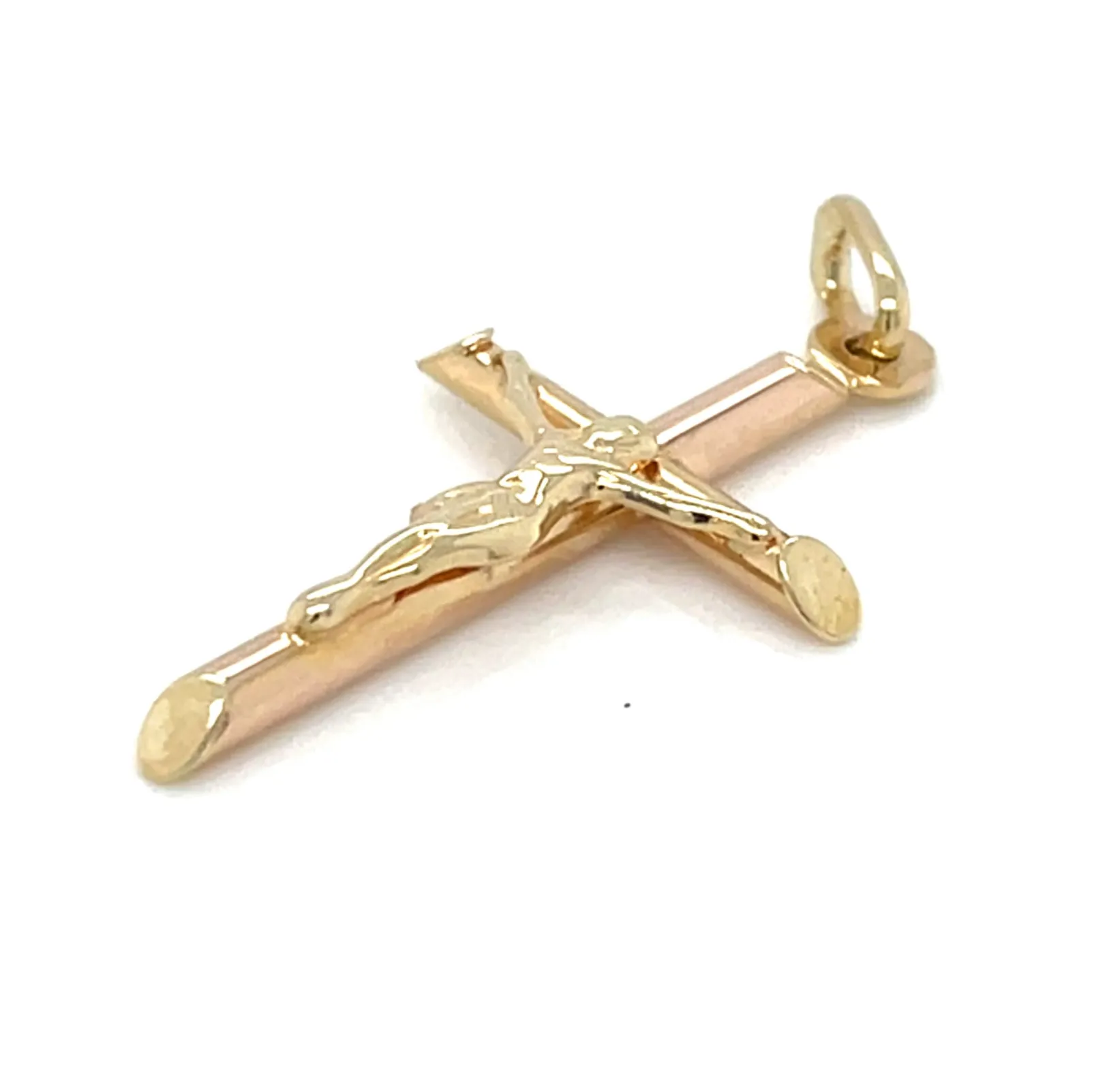 Vintage 9ct Yellow Gold Rounded Crucifix Pendant