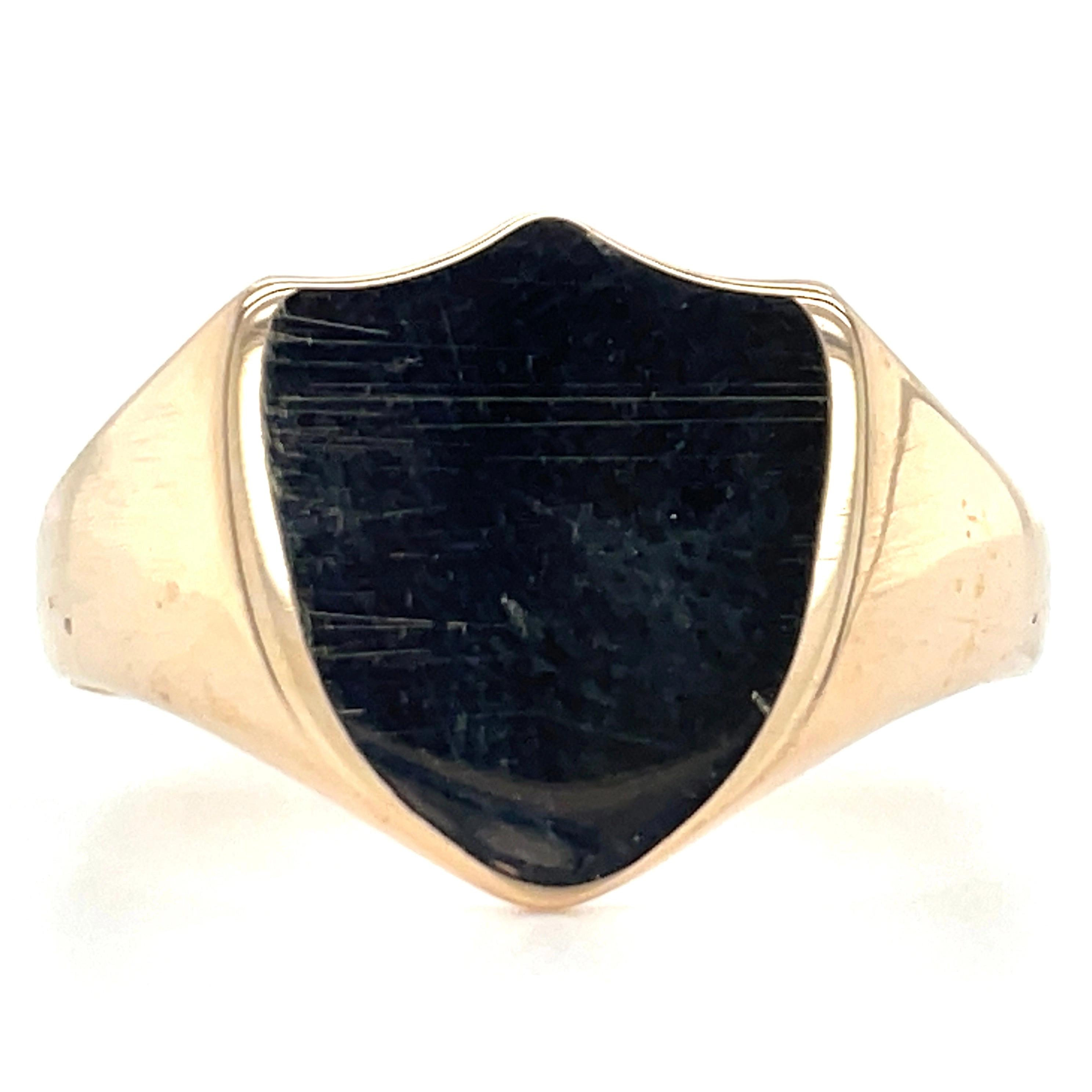 Vintage 9ct Yellow Gold Shield Signet Ring