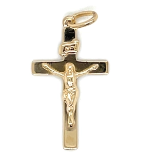 Vintage 9ct Yellow Gold Slender Crucifix Pendant